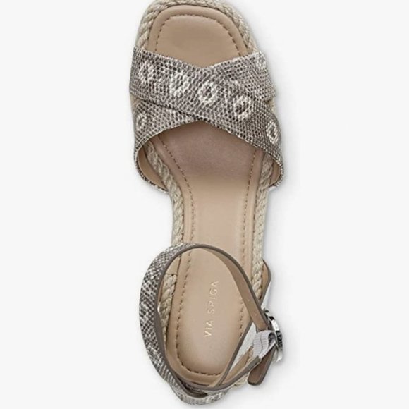 VIA Spiga Women's Blanc Lizard Skin Adjustable Strap Cushioned Sesilia Size 9 - Picture 1 of 3